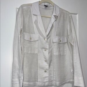 J. Crew White camp Linen Shirt